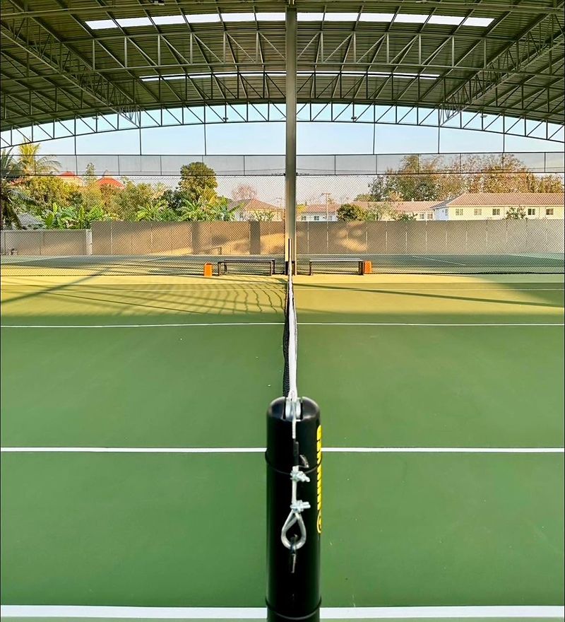 Covered hard courts under the canopy